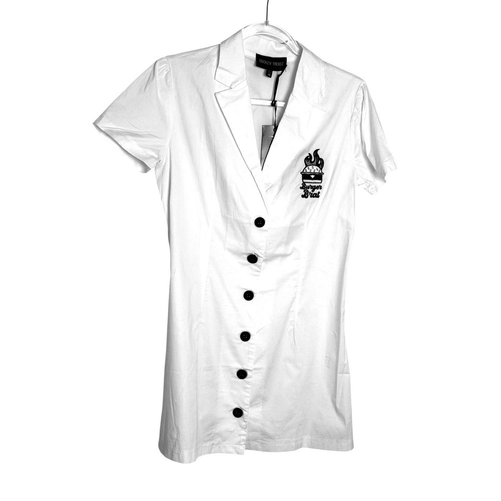 Dolls Kill Trickz N' Treatz Burger Brat Diner Costume Dress White Size‎ M NEW